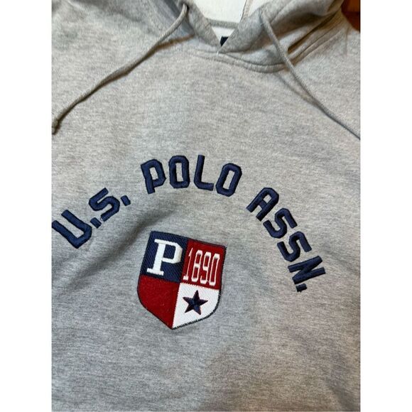 Size L - US Polo Assn.  1890 Grey  Embroidered logo‎ Hoodie Sweatshirt Large - Picture 2 of 4